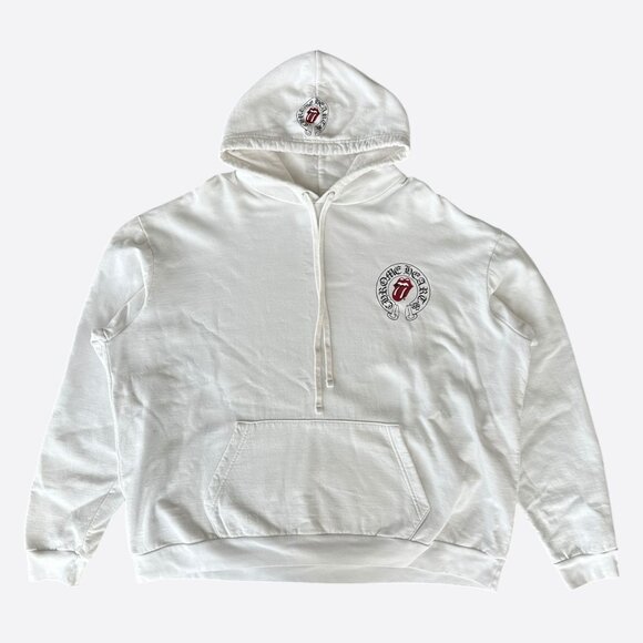 Chrome Hearts Rolling Stones White & Red Horseshoe Logo Hoodie